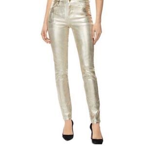 Silence + Noise Brush Gold Metallic High Rise Skinny Twig Jeans Size 25